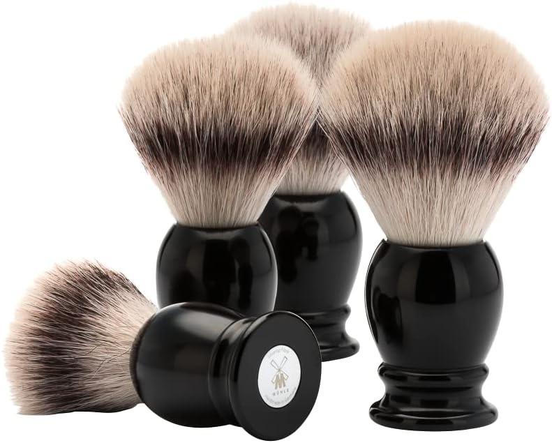 MÜHLE Classic Shaving Brush with Silvertip Fibre Bristles and Black Resin Handle - Image 2